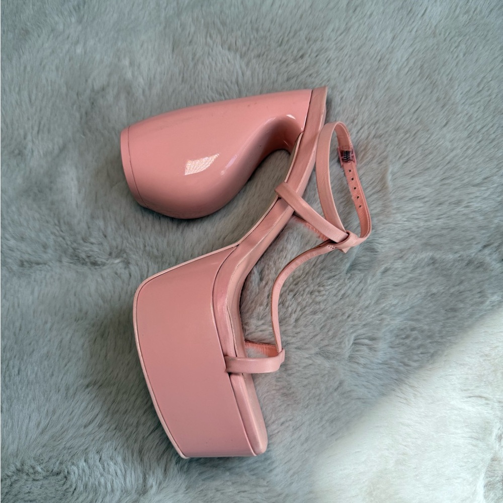 cult gaia Blush Patent Platform Ankle-Strap Heels